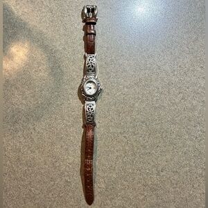 Brighton Watch Santa Barbara Silver Tone w/ Leather Band